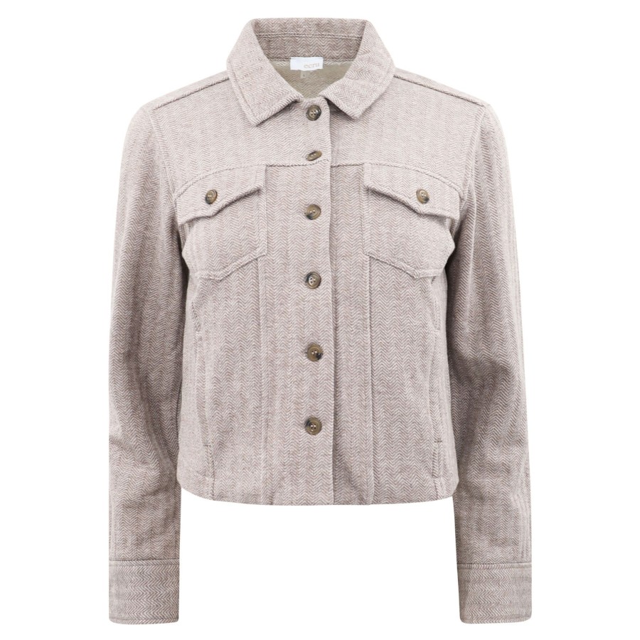 Clothing Ecru | Terry Herringbone Jacket Heather Brown