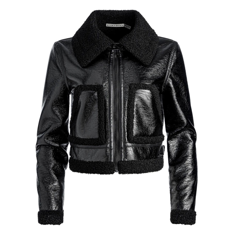 Clothing Alice + Olivia | Isaiah Faux Shearling Jacket Black