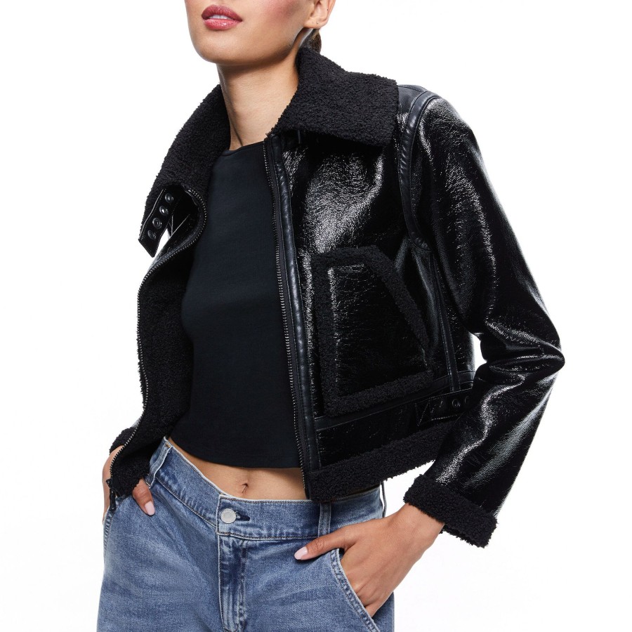 Clothing Alice + Olivia | Isaiah Faux Shearling Jacket Black