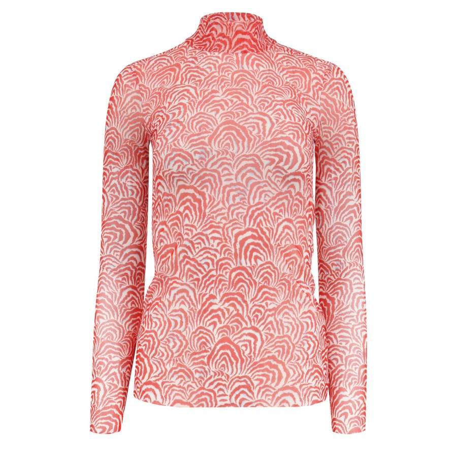 Clothing Baum Und Pferdgarten | Jodi Printed Mesh Turtleneck Red Zebra Shell