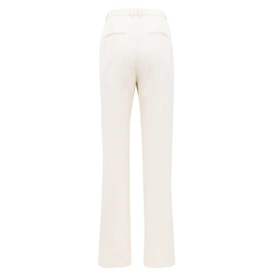 Clothing Saint Laurent | Wide-Leg Wool Gabardine Pant Creme