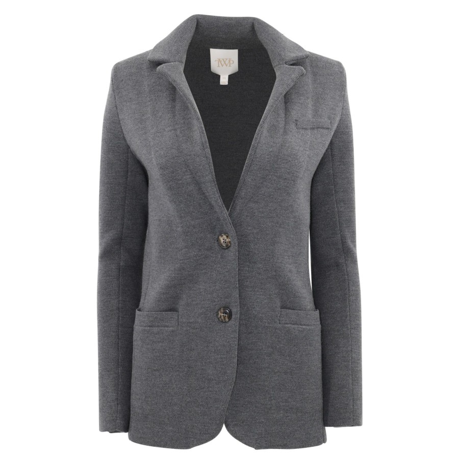 Clothing Twp | Knit Boyfriend Blazer Charcoal Grey