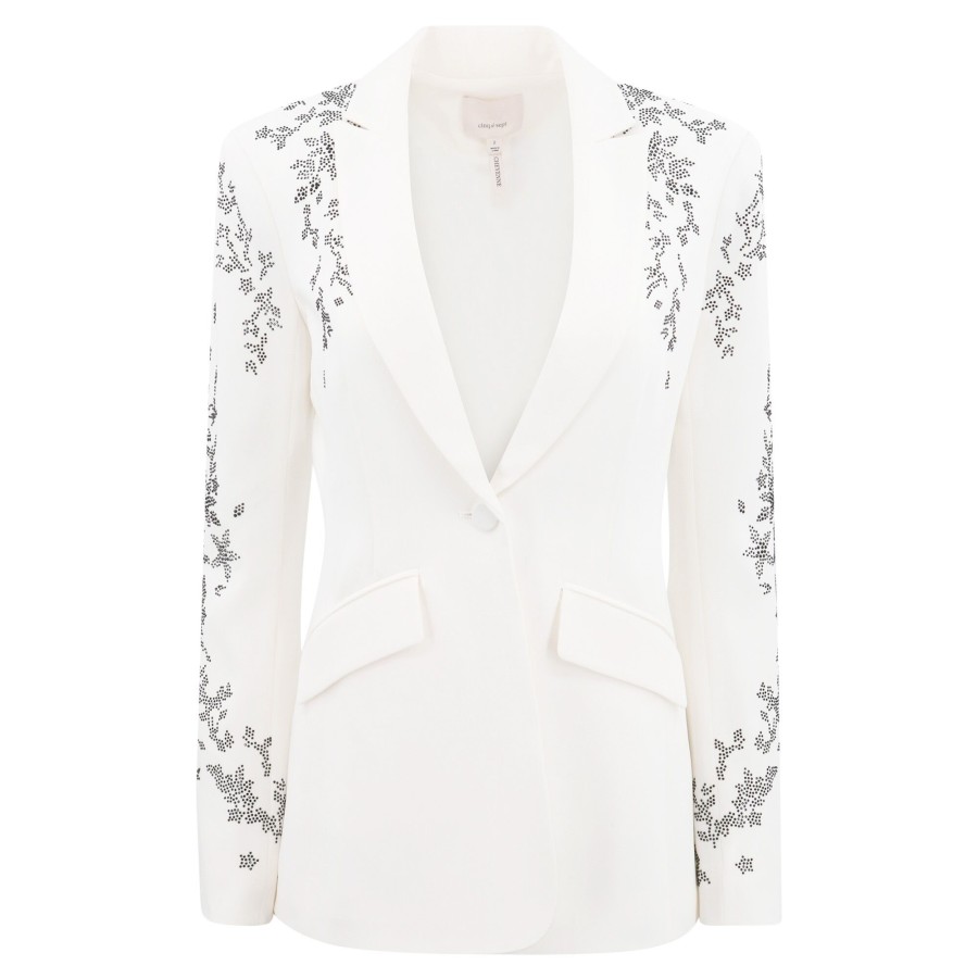 Clothing Cinq à Sept | Cheyenne Heatset Lilac Vine Blazer Ivory