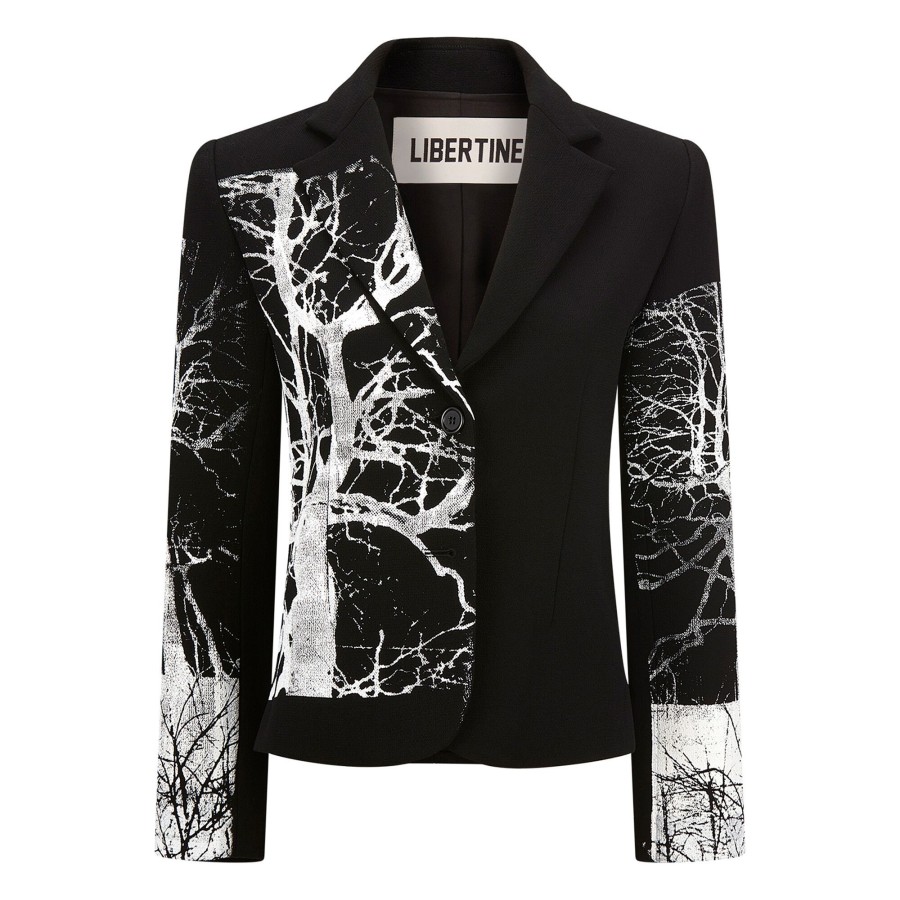 Clothing Libertine | Midnight Forest Long Sleeve Short Blazer Black